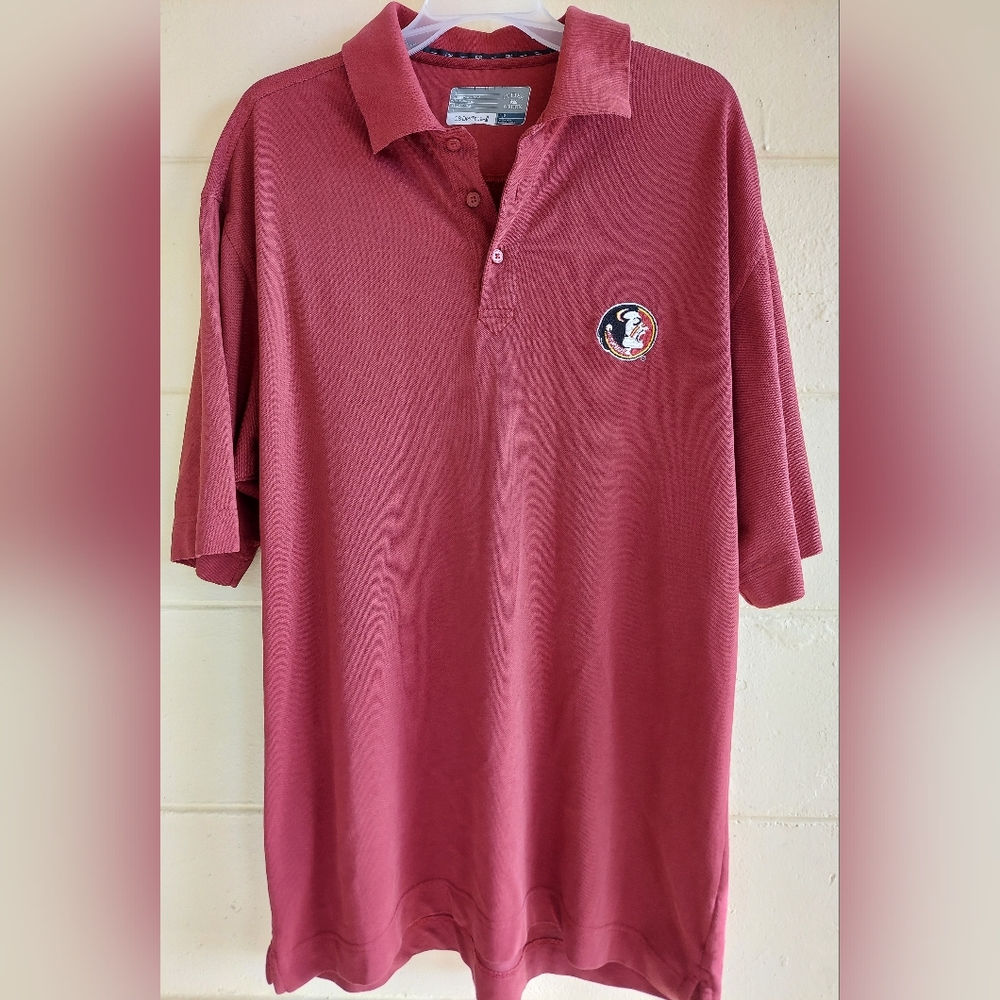 Cutter and Buck Mens FSU Seminoles Golf Polo Shirt Large DryTec Florida State